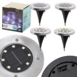 Lampy ogrodowe solarne najazdowe gruntowe 8LED 4szt zimny bialy