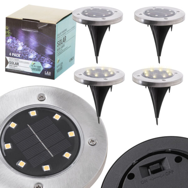 Lampy ogrodowe solarne najazdowe gruntowe 8LED 4szt zimny bialy Lampy ogrodowe solarne najazdowe gruntowe 8LED 4szt zimny bialy