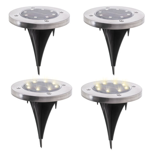Lampy ogrodowe solarne najazdowe gruntowe 8LED 4szt zimny bialy