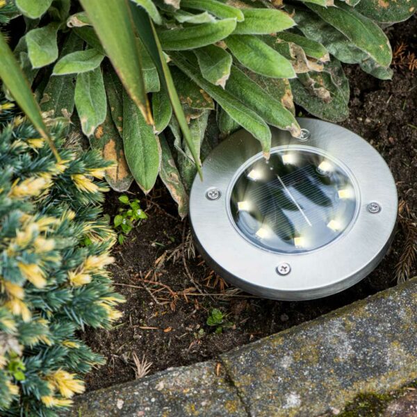 Lampy ogrodowe solarne najazdowe gruntowe 8LED 4szt zimny bialy
