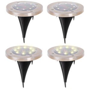 Lampy solarne gruntowe najazdowe ogrodowe 8LED 4szt cieply bialy
