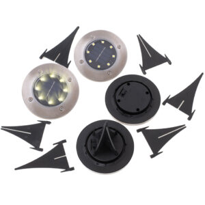 Lampy solarne gruntowe najazdowe ogrodowe 8LED 4szt cieply bialy