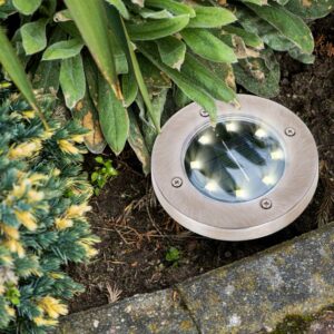 Lampy solarne gruntowe najazdowe ogrodowe 8LED 4szt cieply bialy