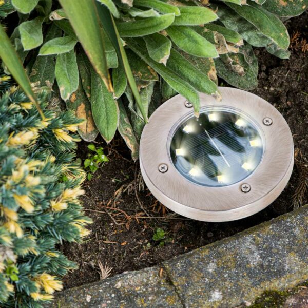 Lampy solarne gruntowe najazdowe ogrodowe 8LED 4szt cieply bialy