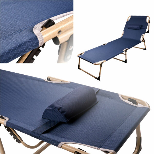 Field bed folded tourist Canadian 193 cm navy blue