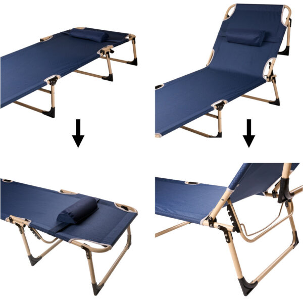 Field bed folded tourist Canadian 193 cm navy blue