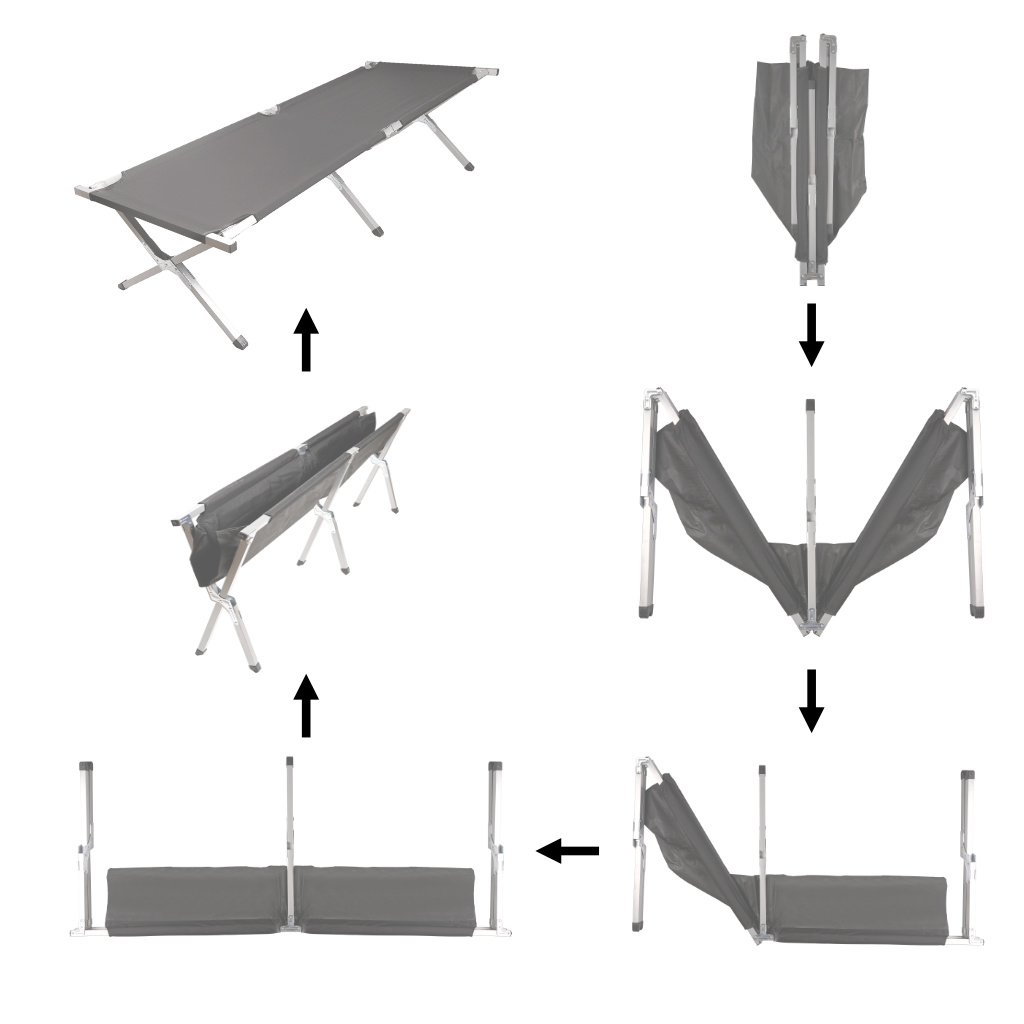 Lozko polowe skladane turystyczne kanadyjka czarne 150kg