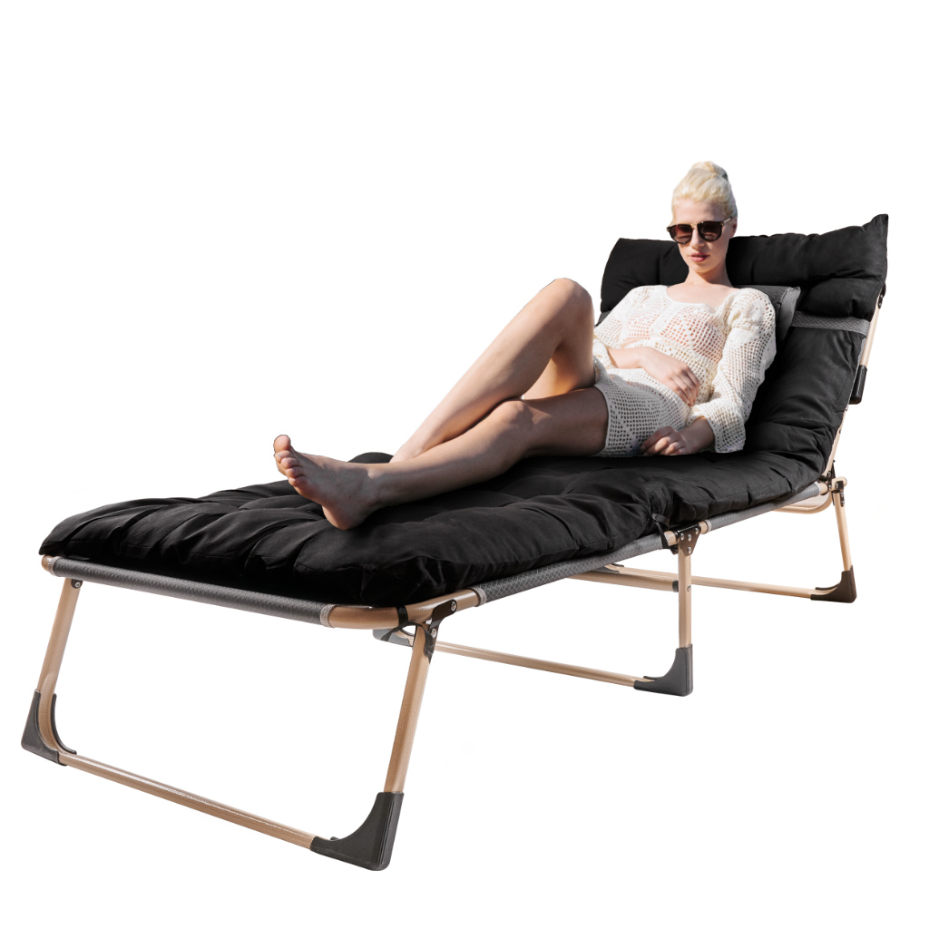 Lozko turystyczne skladane polowe biznesowe 193 cm czarny