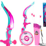 Luk ze strzalkami i tarcza zestaw strzelecki rozowy