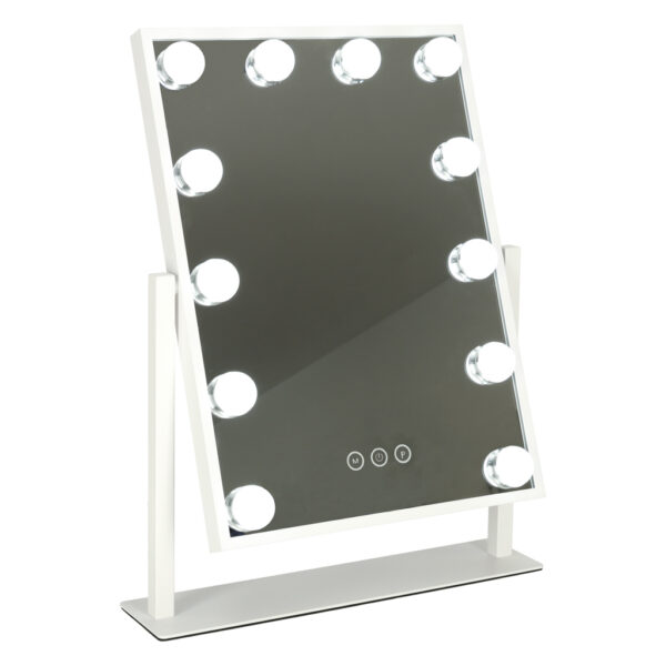 Lusterko do makijazu kosmetyczne podswietlane LED Hollywood z 12 zarowkami USB 30 x 40 cm Lusterko do makijazu kosmetyczne podswietlane LED Hollywood z 12 zarowkami USB 30 x 40 cm