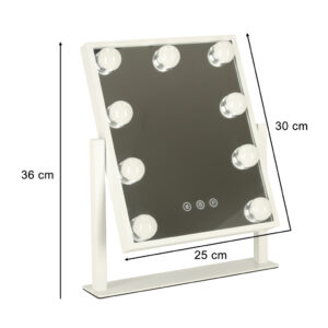 Lusterko do makijazu kosmetyczne podswietlane LED Hollywood z 9 zarowkami USB 25 x 30 cm