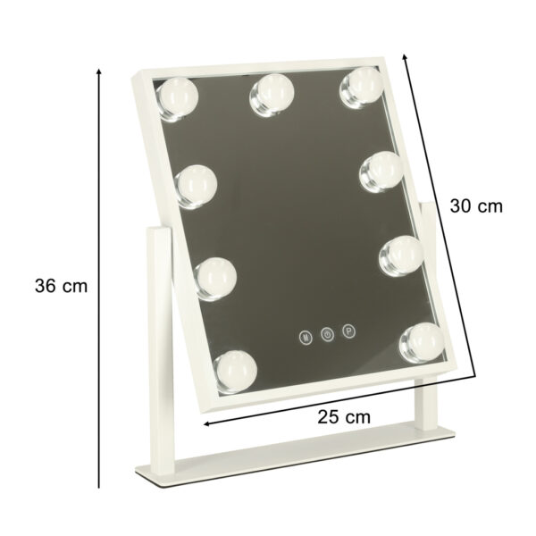Lusterko do makijazu kosmetyczne podswietlane LED Hollywood z 9 zarowkami USB 25 x 30 cm