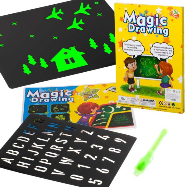 Magiczna tablica do rysowania swiatlem dlugopis UV kreatywny zestaw Magiczna tablica do rysowania swiatlem dlugopis UV kreatywny zestaw