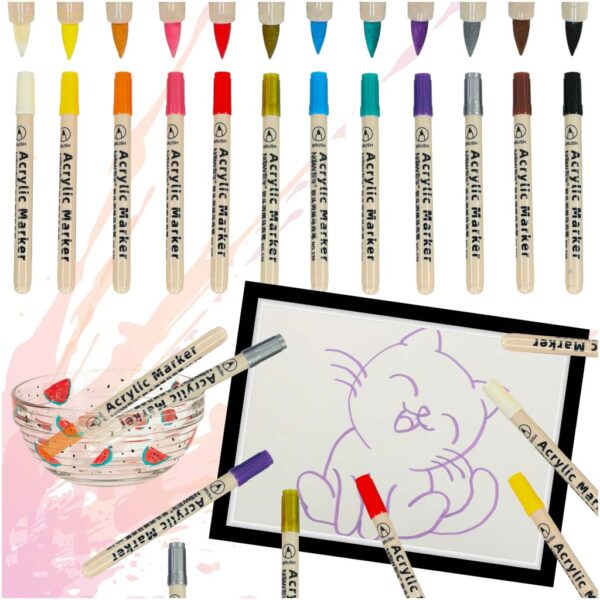 Markery akrylowe do tkanin kamieni pisaki flamastry mazaki wodoodporne DIY 12 szt Markery akrylowe do tkanin kamieni pisaki flamastry mazaki wodoodporne DIY 12 szt