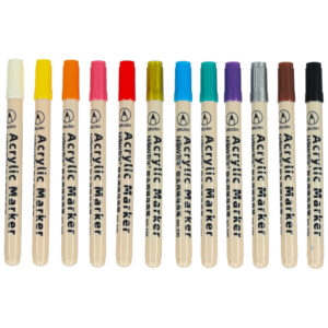 Markery akrylowe do tkanin kamieni pisaki flamastry mazaki wodoodporne DIY 12 szt