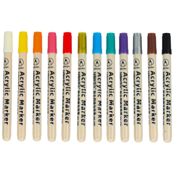 Markery akrylowe do tkanin kamieni pisaki flamastry mazaki wodoodporne DIY 12 szt
