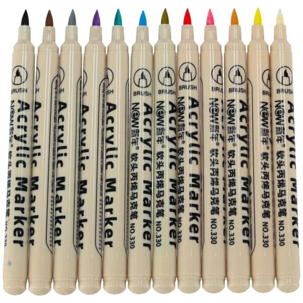 Markery akrylowe do tkanin kamieni pisaki flamastry mazaki wodoodporne DIY 12 szt