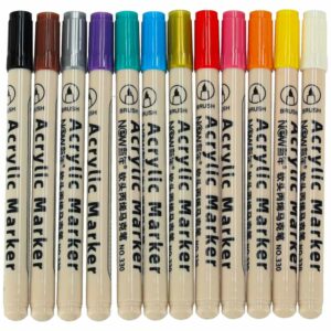 Markery akrylowe do tkanin kamieni pisaki flamastry mazaki wodoodporne DIY 12 szt
