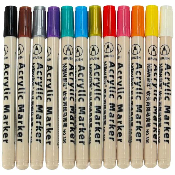 Markery akrylowe do tkanin kamieni pisaki flamastry mazaki wodoodporne DIY 12 szt