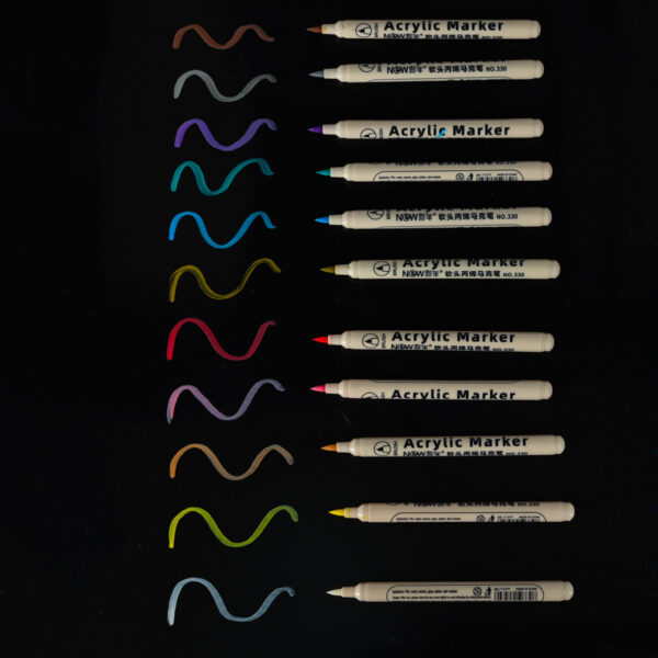Markery akrylowe do tkanin kamieni pisaki flamastry mazaki wodoodporne DIY 12 szt