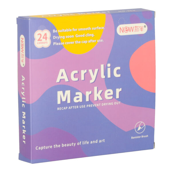 Markery akrylowe do tkanin kamieni pisaki flamastry mazaki wodoodporne DIY 24 szt