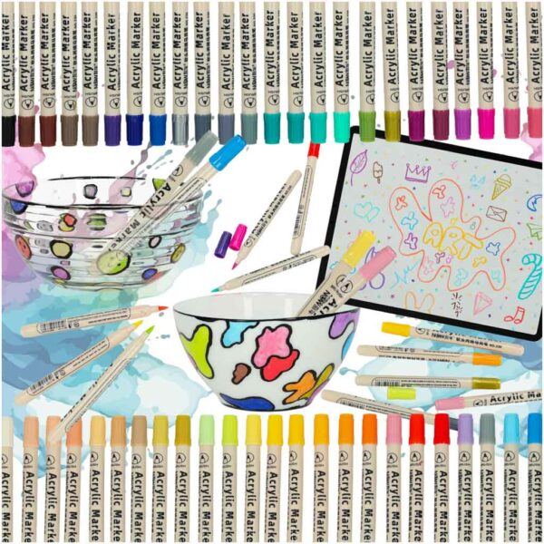 Markery akrylowe do tkanin kamieni pisaki flamastry mazaki wodoodporne DIY 48 szt Markery akrylowe do tkanin kamieni pisaki flamastry mazaki wodoodporne DIY 48 szt