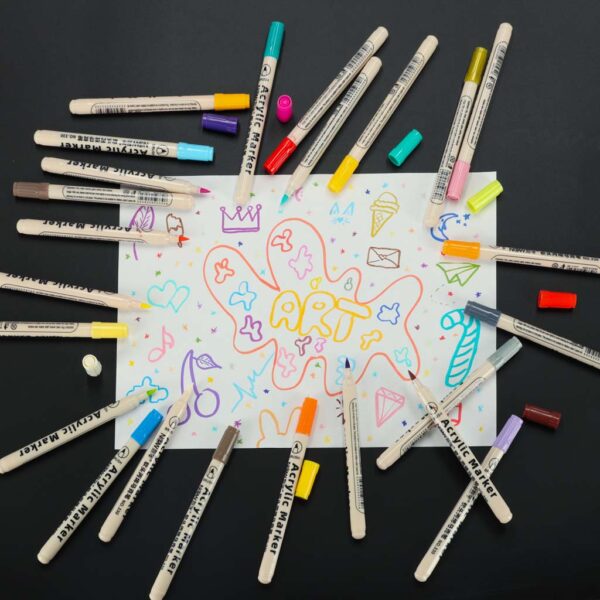 Markery akrylowe do tkanin kamieni pisaki flamastry mazaki wodoodporne DIY 48 szt