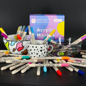 Markery akrylowe do tkanin kamieni pisaki flamastry mazaki wodoodporne DIY 48 szt