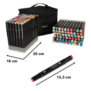 Markery dwustronne alkoholowe w etui 120 podstawka