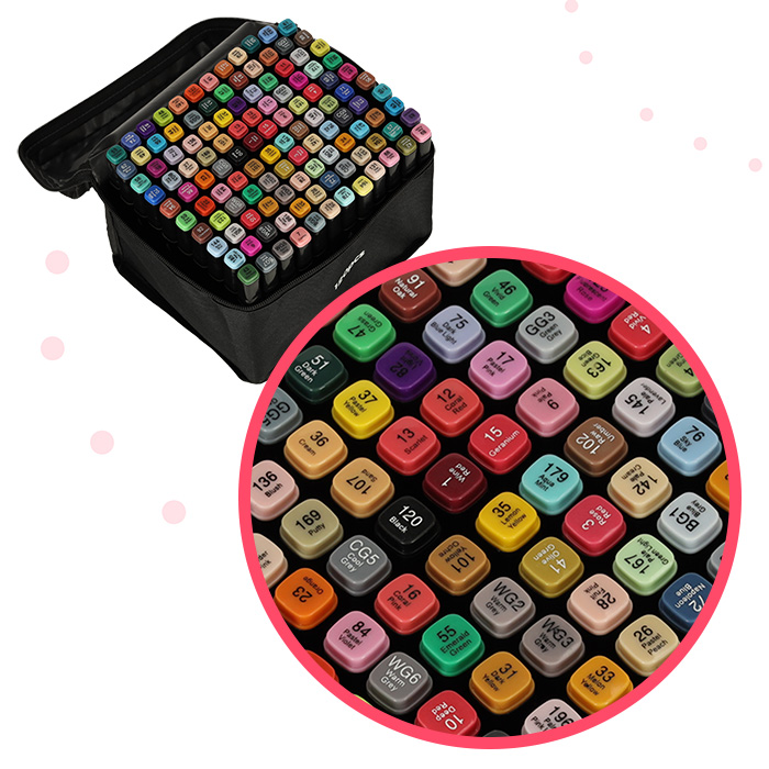 Markery dwustronne alkoholowe w etui 120 podstawka