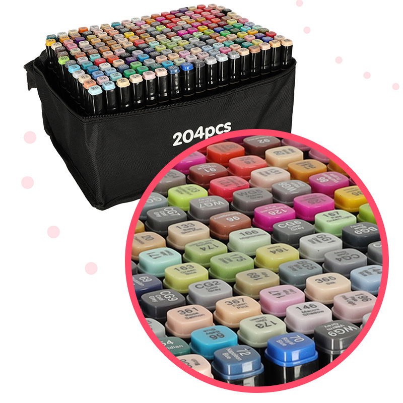 Markery dwustronne alkoholowe w etui 204 podstawka