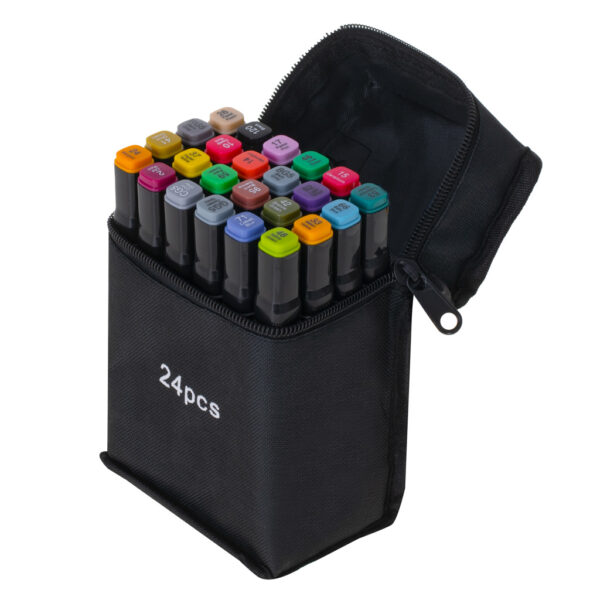 Markery dwustronne alkoholowe w etui 24 podstawka Markery dwustronne alkoholowe w etui 24 podstawka