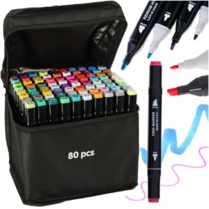 Markery dwustronne alkoholowe w etui 80 podstawka