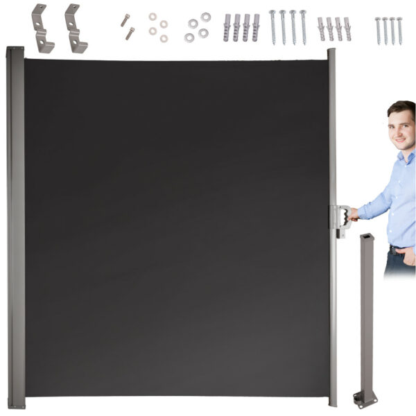 Markiza boczna tarasowa LUARO parawan zwijana 180 x 400 cm szara