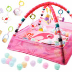 KX5873 Mata Edukacyjna Kojec Basen z piłeczkami różowa