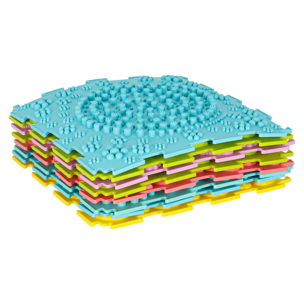 Mata sensoryczna puzzle montessori do masazu stop 8 elementow pastelowe