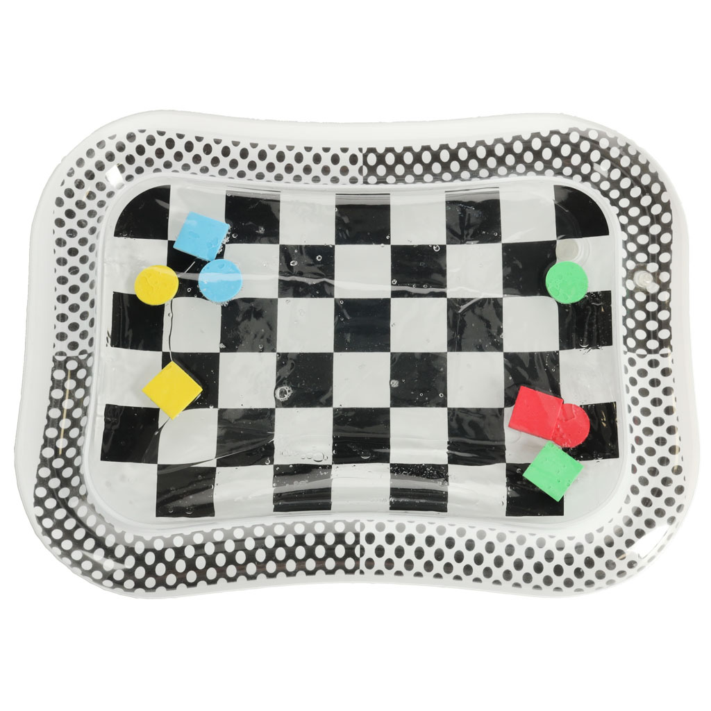 Mata wodna sensoryczna dmuchana dla niemowlat czarno biala szachownica XXL 65x50 cm