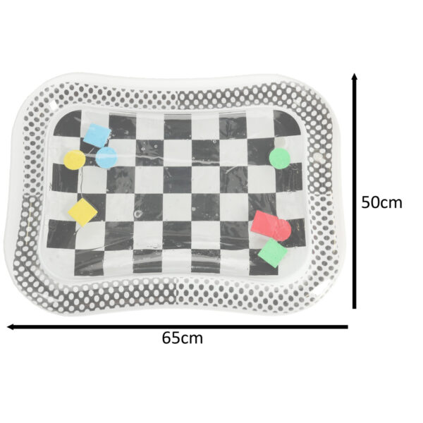 Mata wodna sensoryczna dmuchana dla niemowlat czarno biala szachownica XXL 65x50 cm