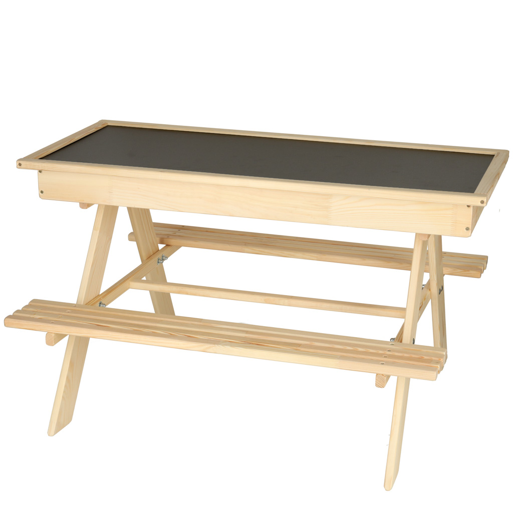 Meble ogrodowe dla dzieci stolik 2 lawki piaskownica tablica kredowa schowek 93 x 78 x 68 cm
