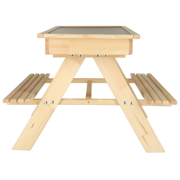 Meble ogrodowe dla dzieci stolik 2 lawki piaskownica tablica kredowa schowek 93 x 78 x 68 cm