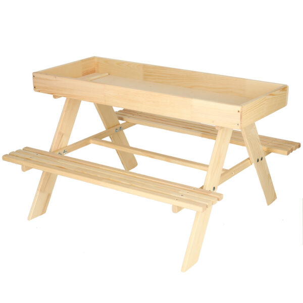 Meble ogrodowe dla dzieci stolik 2 lawki piaskownica tablica kredowa schowek 93 x 78 x 68 cm
