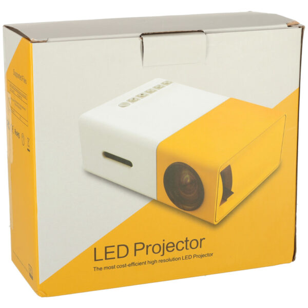 Mini projektor rzutnik przenosny dla dzieci LED TFT LCD 1920x1080 24 60 USB HDMI 12V pomaranczowo bialy