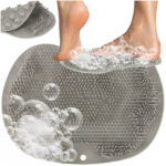 Myjka silikonowa do plecow stop z przyssawkami masazer do mycia szczotka pod prysznic szary