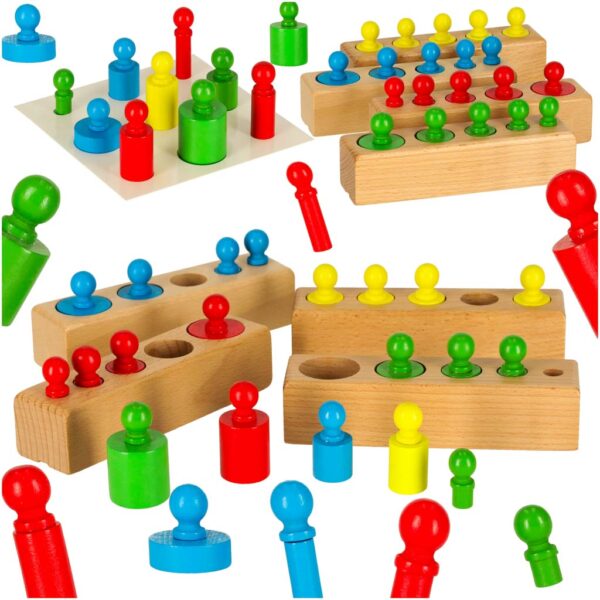 Odwazniki cylindry drewniane gra ukladanka montessori kolorowe Odwazniki cylindry drewniane gra ukladanka montessori kolorowe