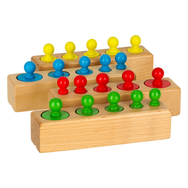 Odwazniki cylindry drewniane gra ukladanka montessori kolorowe