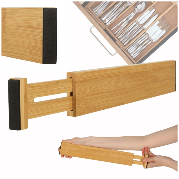 Organizer do szuflady bambusowy separator regulowany na sztucce narzedzia 43cm 1 sztuka