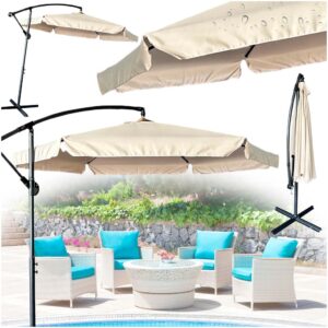 Parasol ogrodowy duzy skladany z wysiegnikiem 290cm bezowy
