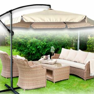Parasol ogrodowy duzy skladany z wysiegnikiem 290cm bezowy