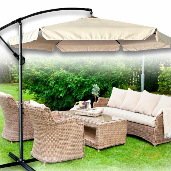 Parasol ogrodowy duzy skladany z wysiegnikiem 290cm bezowy