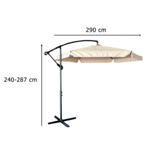 Parasol ogrodowy duzy skladany z wysiegnikiem 290cm bezowy